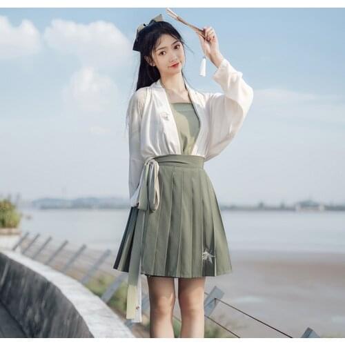 Summer Clothing Original Women 's Hanfu Dress Daily Short Dress Hanfu Embroidered Female Chinese Element Skirt Women DWY4387
