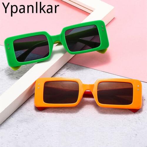 Fashion Rectangle Colorful Sunglasses For Women 2021 Luxury Brand Designer Candy Color Square Sun Glasses Men Trendy Shades