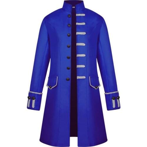 Mens Gothic Stand Collar Long Steampunk Tailcoat Jacket Frock Coat Victorian Uniform Halloween Perform Costume Jaqueta Masculina