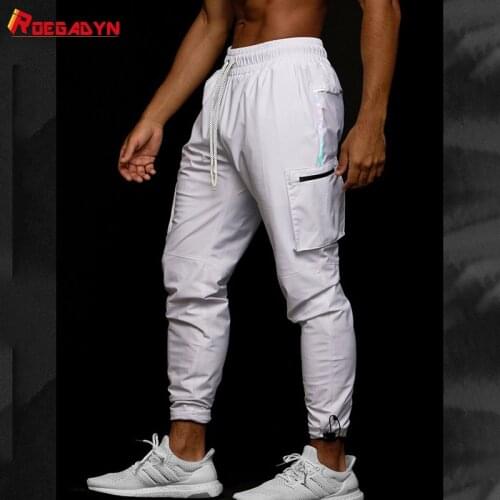 ROEGADYN New Jogging Pants Men Night Run Reflective Fitness MenS Sports Pants Casual Sweatpants Running Pants Men Gym