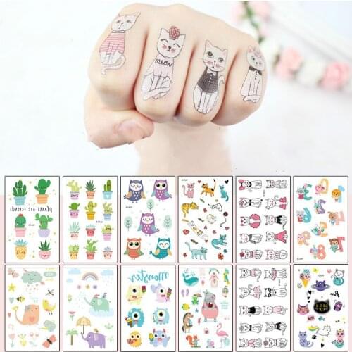 New Waterproof Cartoon Tattoo Stickers Small Fresh and Cute Animal Tattoo Stickers Childrens Stickers Temporary Tatoo