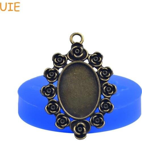 OYL026U Rose Lace Oval Frame Silicone Mould - Mirror Frame Push Mold - Cake Decoration Sugarcraft, Mold for Resin