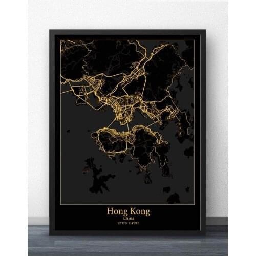 Hong Kong China Map Poster