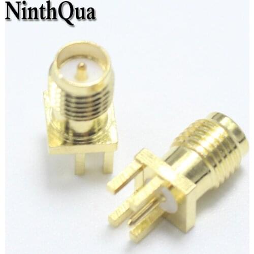 1PCS Gold-plated SMA Male Thru Hole plug Right Angle 90 Degree ( RP-SMA-KE ) PCB Mount connector RF adapter