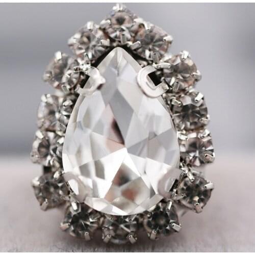 AAA+ sew on glass rhinestones with claw white flatback Teardrop sew on Crystal button diy weddiing decoration/dress Accessories