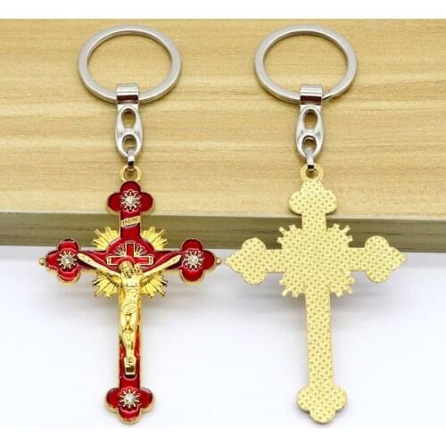 HeyMamba INRI Church Crucifix Sacrament Holy Rood Jesus Cross Pendant Keychain Catholic Christian Hanging Wall Crosses