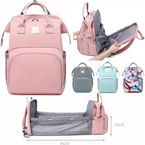 Advanced Waterproof Diaper Bag Crib 95cm Length Foldable Baby Bed Backpack Portable Crib Infant Sleeper with Mattress Hooks