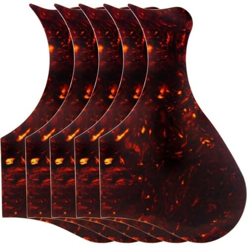 FLEOR 5pcs Self-adhesive Acoustic Guitar Pickguard Sticker Brown Tortoise Pickguards
