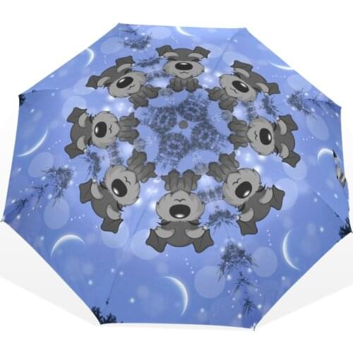 Collapsible Cute Puppy Schnauzer Umbrellas Commuter Rain Children Umbrella Durable Folding Night Sky Lovely Dog Female Umbrella