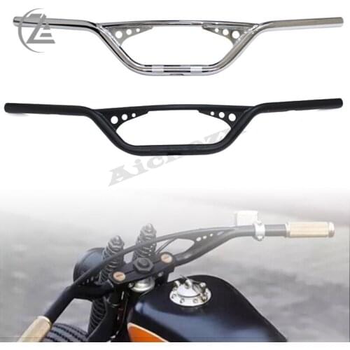 Universal Motorcycle 1" 25mm Black/Chrome Tracker Handlebars Drag Bar Fit For Harley Chopper Bobber Sportster