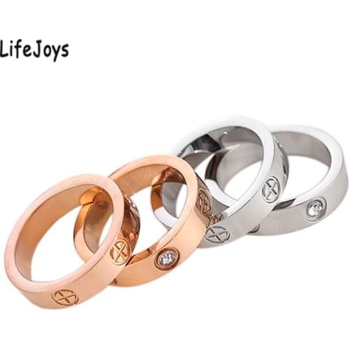 Screw Rings Zircon Stainless Steel Love Ring Luxury Brand Jewelry Phillips for Women Nail Shape Rose Gold Silver Color Size 4-10