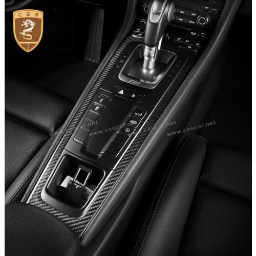 CSSYL Interior Trims For 718 981 911 Cayman Boxster Carrera Real Carbon Fiber Interior Decorative Trim Cover 9 pcs/set Dashboard