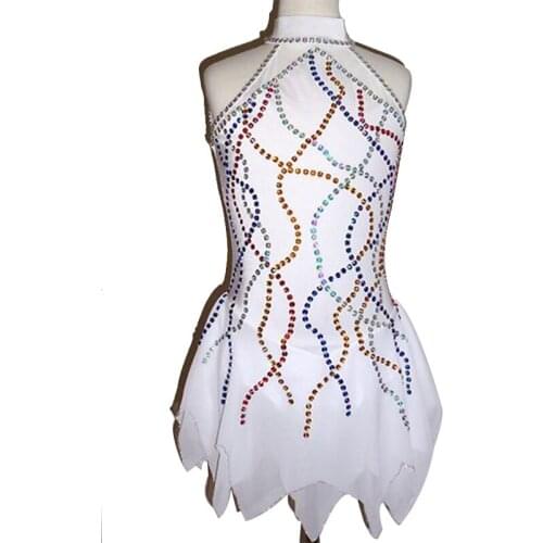 High-end Customization Figure Skating Dress Womens Ice Skating Dress Pure White High Elastic Spandex Handmade