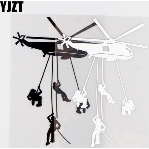 YJZT11.1X16CM Vinyl Decal soldier Helicopter Air Army Personality Car Stickers Black / Silver 10A-0144