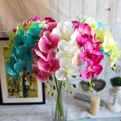 1PC Fashion orchid artificial flowers DIY Artificial Butterfly Orchid Silk Flower Bouquet Phalaenopsis Wedding Home Decoration