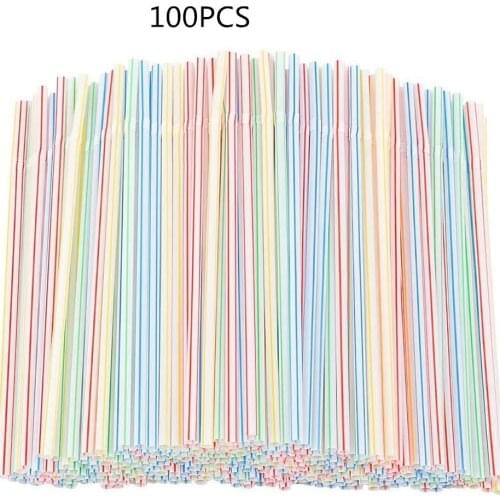 100Pcs 21cm Colorful Disposable Plastic Curved Drinking Straws Wedding Birthday Party Bar Drink Accessories Kitchen Supply