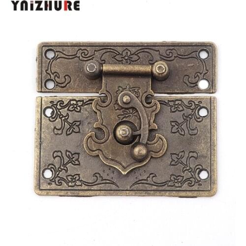 67*58MM 1Set Zinc Alloy Buckle Hasp Hasp Wooden Wine Box With Lock Buckle Antique Padlock Hardware