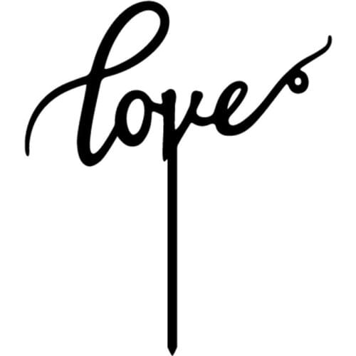 1pc Acrylic Love Wedding Cake Flags Topper Gold Silver Black White For Wedding Engagement Anniversary Party Cake Baking Decor