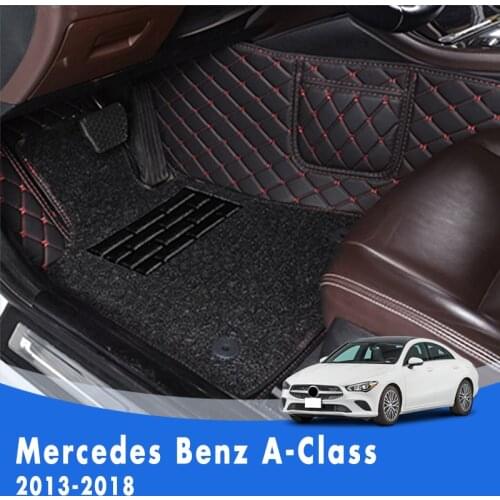 Custom Car Floor Mats For Mercedes Benz A-Class 2018 2017 2016 2015 2014 2013 Double Layer Wire Loop Car Accessories Carpets