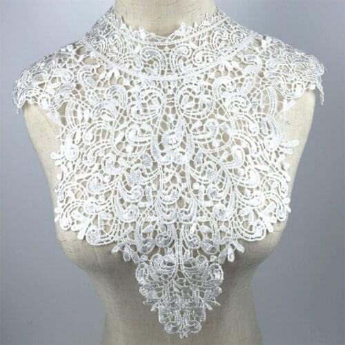 White Floral Lace Collar Fabric Trim Embroidery Lace Fabric Neckline Applique DIY Sewing Craft