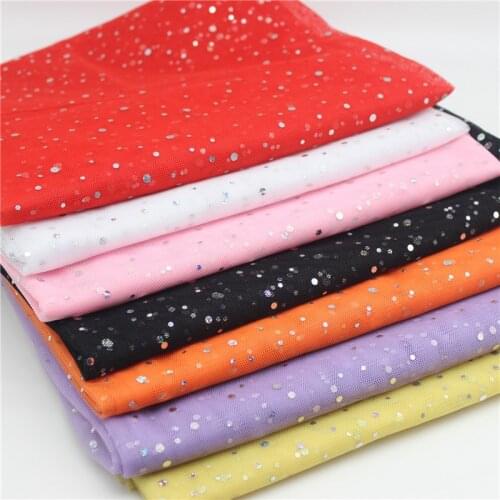 Glitter Dot Sequin Patchwork Organza Laser DIY Crafts Fabrics for Sewing By The Meter Width 150cm High Quality Mesh Fabric Toys