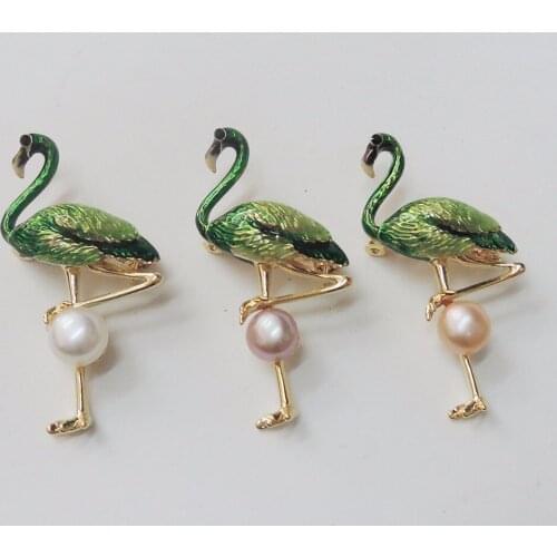 High quality Flamingo brooch ,100% nature freshwater pearl brooch -very fashion high quality