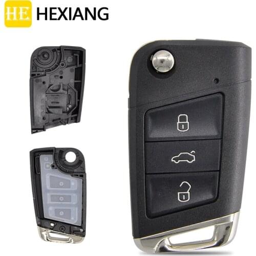 HE Xiang Car Remote Key Shell Case For VW Volkswagen Touareg Polo Passat B5 Golf MK5 Beetle Modified Folding Car Key Housing