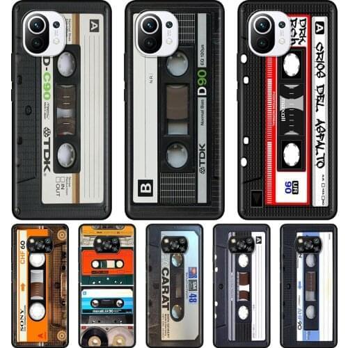 TPU Cover For Mi 10T 9T 11X 11 Pro Ultra 10S 10 9 Lite 9 SE Bumper Black Soft Shell Fundas Silicone Retro Cassette Tapes