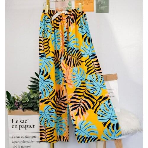 Print Cotton Sleep Bottoms Elastic Waist Pijamas Sleepwear Women Pajamas Long Pants Home Wear Lingerie Nightwear Lounge Trousers