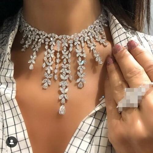 Jankelly luxury 2pcs Bridal Zirconia Jewelry Sets For Women Party, Luxury Dubai Nigeria CZ Crystal Wedding Jewelry Sets