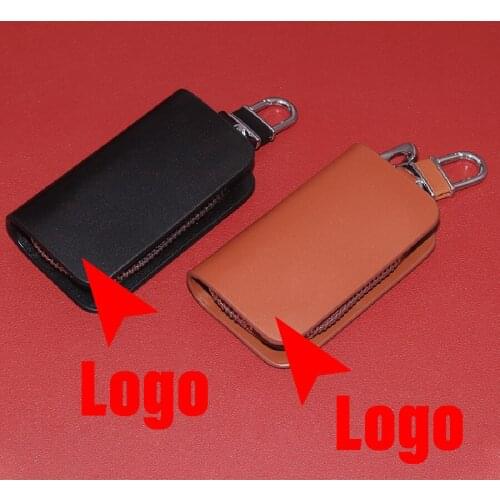 JEAZEA Key Holder Housekeeper Leather Car Wallets Key Organizer Women Keychain Covers Zipper Case Bag Unisex Pouch Purse Logo