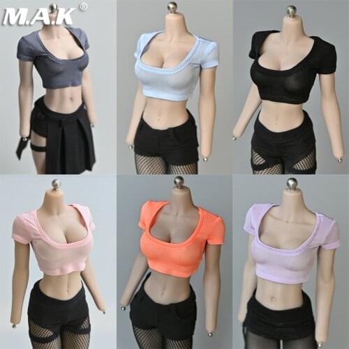 In Stock 1/6 Scale Wide Collar Short Top Model Female Clothes Fashion T-shirt Clothing Accesories For 12-inch Figure Body Doll