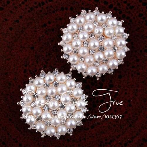 50pcs/lot 20MM 2Colors DIY Round Shape Metal Plating Flatback Bulk Button For Flower Centre Clear Decorative Rhinestone Buttons