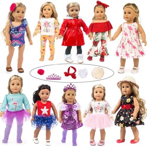 Hot 10pcs/set Fit for American Girl Doll Clothes 18-inch Doll , Christmas Girl Gift(only sell clothes)