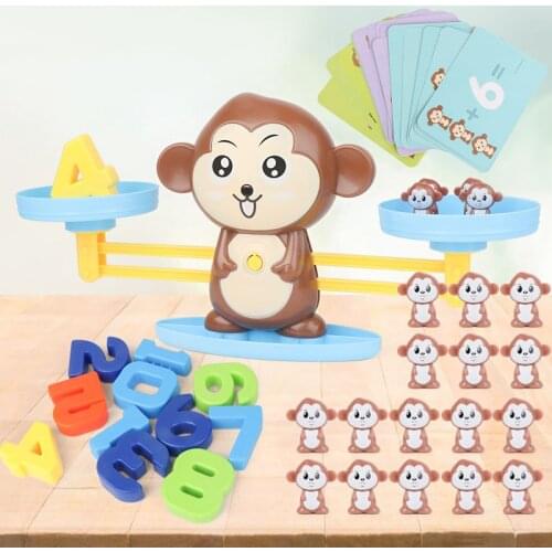 Montessori Math Toy Digital Monkey Balance Scale Educational Math Penguin Balancing Scale Number Board Game Kids Learning Toys