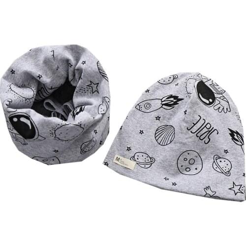 New 2021 Spring Autumn Girls Hat Scarf Set Winter Baby Boys Girls Hat Set Children Hat Scarf-Collar Cotton Kids Hat Set