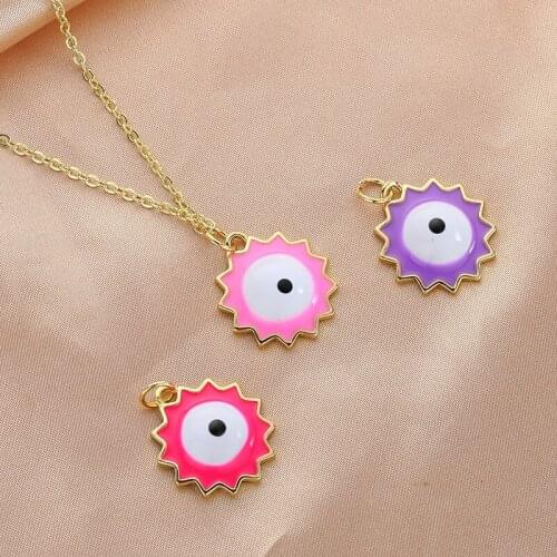 2021 New Korean Version Of Copper Color One-Eyed Fashion Trend Necklace For Woman Hip Hop Geometric Pendant Gift
