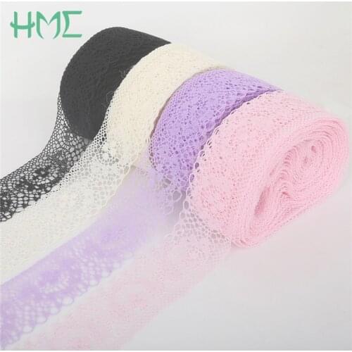 New Arrival 10y/lot width 4cm Lace Ribbon White Black Ivory 8 colors DIY Embroidered Net Lace Trim Fabric For Sewing Decoration