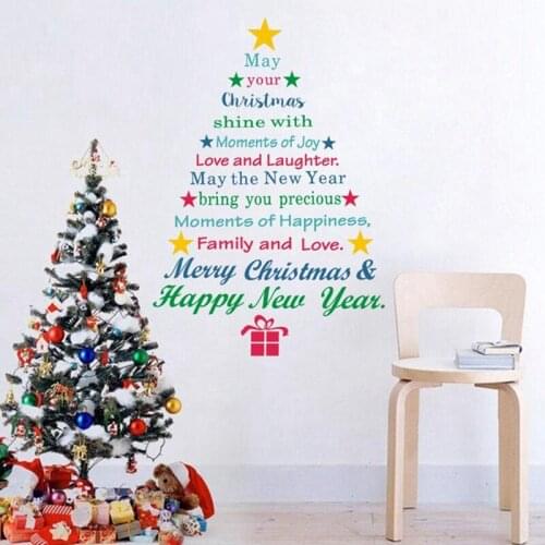 Christmas Decoration English Christmas Tree Stickers Wall Stickers Removable Decals Mall Window Decoration