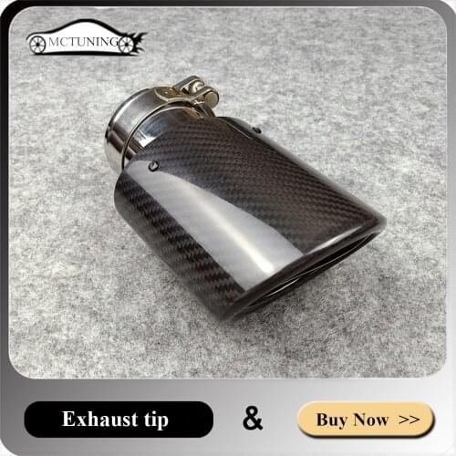 One Piece Oval Model For Akrapovic Universal Car Exhaust Tips Glossy Carbon Fiber + Stainless Steel Tips Muffler End Pipes