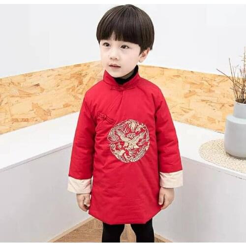New Style Red Color China Han Fu Boys Clothes For 18M-8 Kids Down Cotton Parkas Coat Winter Children Outwear Toddler Boys Coats