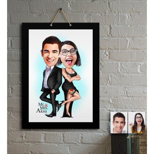 Personalized Mr. & Mrs. Smith Cartoon Wooden Table
