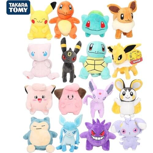 Takara Tomy Pokemon Pikachu Eevee plush toys Jigglypuff Charmander Gengar Squirtle Bulbasaur Animal Plush Stuffed Toys