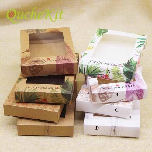 10Pcs DIY Craft Paper Storage Gifts Box With Window Chirstmas Gift Box Candy Boxes Thank You Home Party Suppilers Box