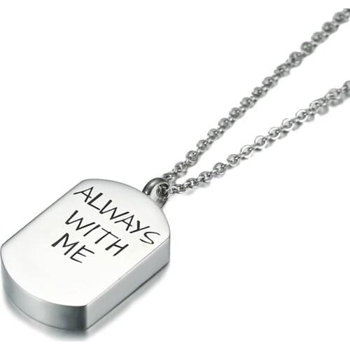 Valentines Day Gifts Fashion Simple Titanium Steel Urn Necklace Openable English Pendant Charms Chain ALWAYS WITH YOU MEN WOME