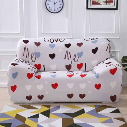 Elastic Heart Sofa Covers Slipcover Plant Flower Pattern Luxury Sofa Cover