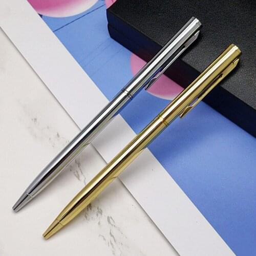 2Pcs Metal Clip Ballpoint Pen 0.7mm Office Business Signature Rotating Ball Pen Blue Black Ink School Writing Stationery Handle