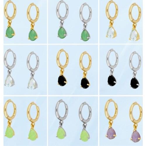 2021 New Fashion Vintage Teardrop-Shape Earrings For Women Fresh Simple Inlaid Rhinestones Multicolor Female Daily Wear Earrings