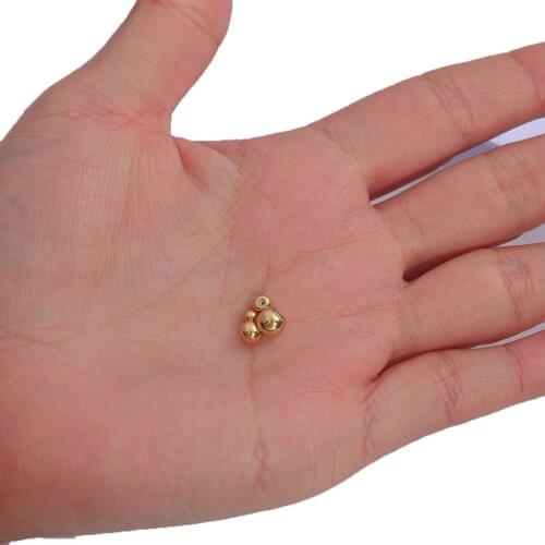 1Pc 18K Gold Plated 3 4 5 6mm Round "Smart" Beads Silicone Insert For Chain Jewelry Making Positioning Ball End Beads Findings