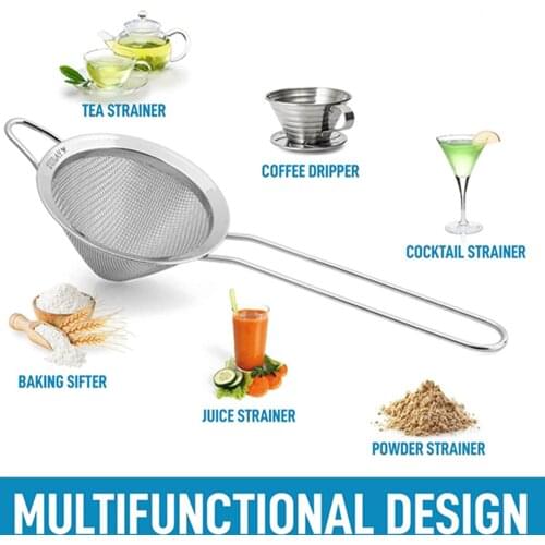 Stainless Steel Fine Mesh Cocktail Strainer Colander Sifter Sieve Bar Tool Whiskey Vegetable Filter Spoon Bartender Filter